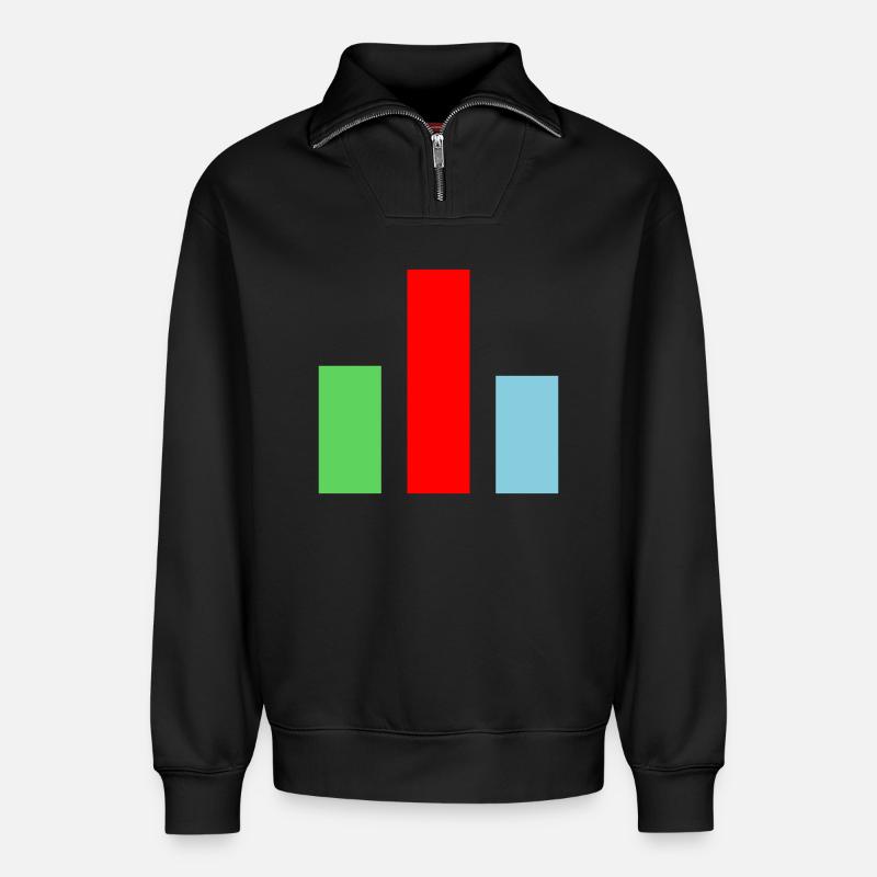 Balkendiagramm Statistik - Relaxed Unisex Organic Half Zip Sweatshirt – von SPREAD - Schwarz