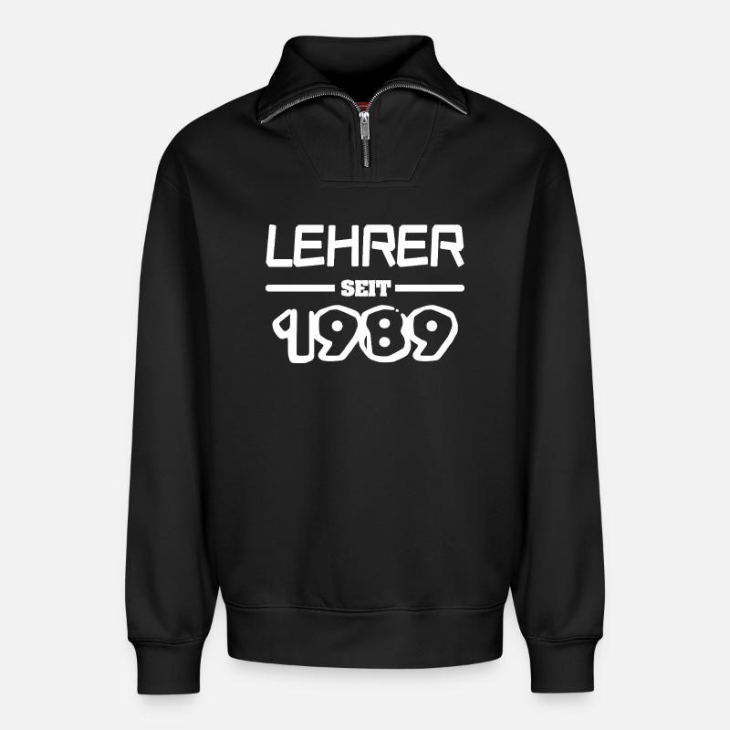 1989 - Relaxed Unisex Organic Half Zip Sweatshirt – von SPREAD - Schwarz