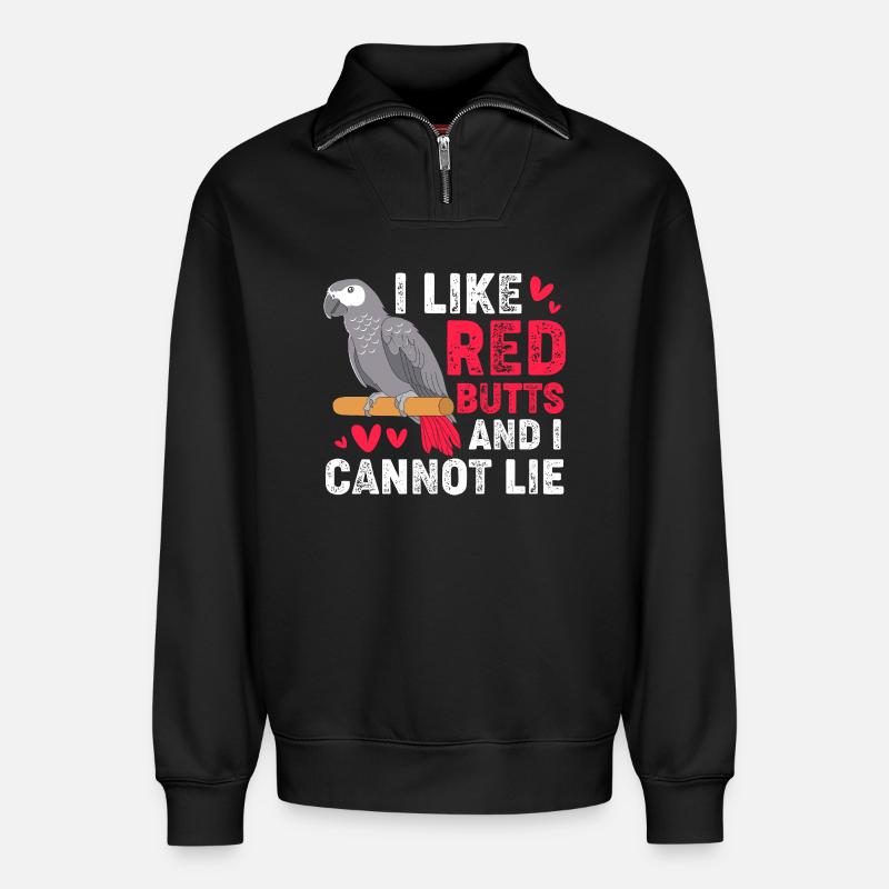Parrot Grey - Relaxed Unisex Organic Half Zip Sweatshirt – by SPREAD - black