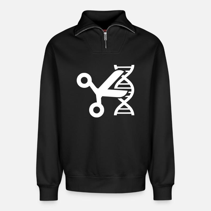 CRISPR DNA Schere Genetik - Relaxed Unisex Organic Half Zip Sweatshirt – von SPREAD - Schwarz