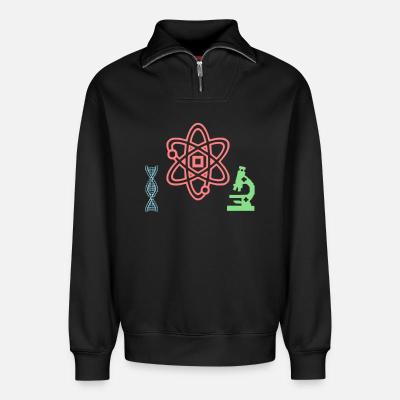 ADN atomique de l’ensemble scientifique - Sweat unisexe décontracté en coton biologique à demi-zip – de SPREAD - noir