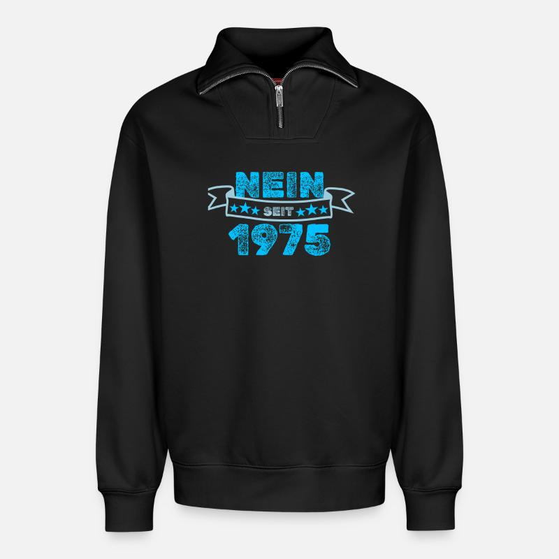 Nein 1975 - Relaxed Unisex Organic Half Zip Sweatshirt – von SPREAD - Schwarz
