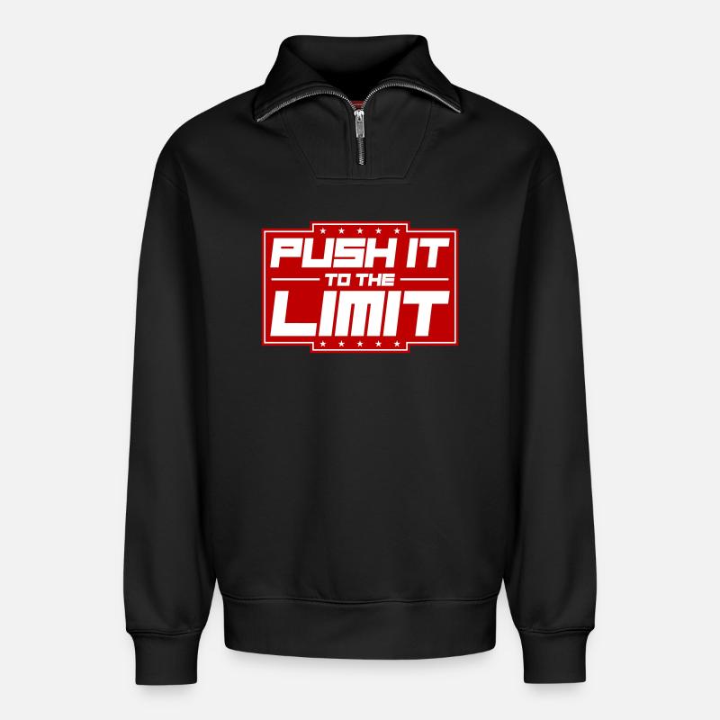 Push It To The Limit - Relaxed Unisex Organic Half Zip Sweatshirt – von SPREAD - Schwarz