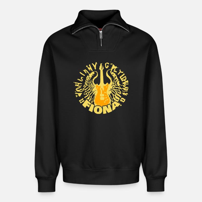 Fiona als Name - Relaxed Unisex Organic Half Zip Sweatshirt – von SPREAD - Schwarz