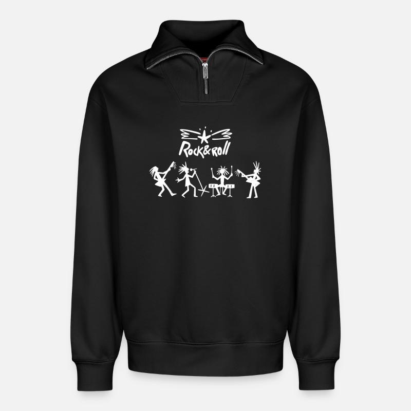 Rock'n'Roll-Band - Relaxed Unisex Organic Half Zip Sweatshirt – von SPREAD - Schwarz
