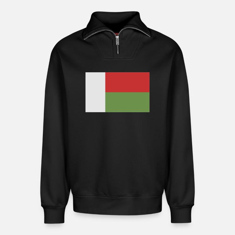Drapeau de Madagascar - Sweat unisexe décontracté en coton biologique à demi-zip – de SPREAD - noir