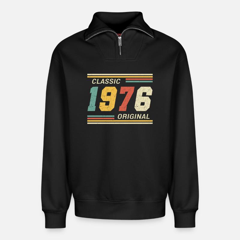 1976 - Classic original - Relaxed Unisex Organic Half Zip Sweatshirt – von SPREAD - Schwarz