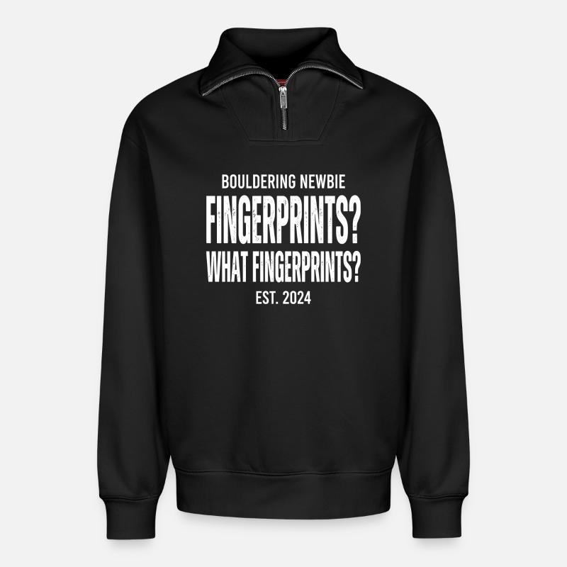 Fingerprints Boulder Print - Relaxed Unisex Organic Half Zip Sweatshirt – von SPREAD - Schwarz
