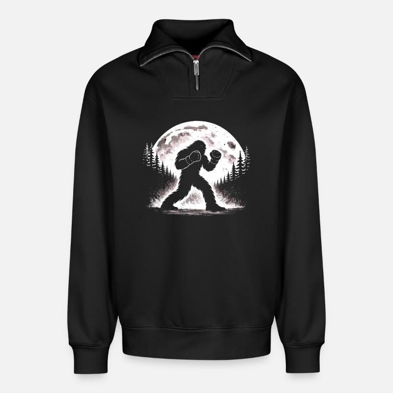 Bigfoot Boxer - Relaxed Unisex Organic Half Zip Sweatshirt – von SPREAD - Schwarz