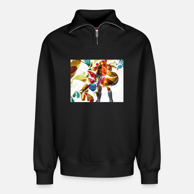Lebendiger Tanz Regenbogenkonfetti - Relaxed Unisex Organic Half Zip Sweatshirt – von SPREAD - Schwarz