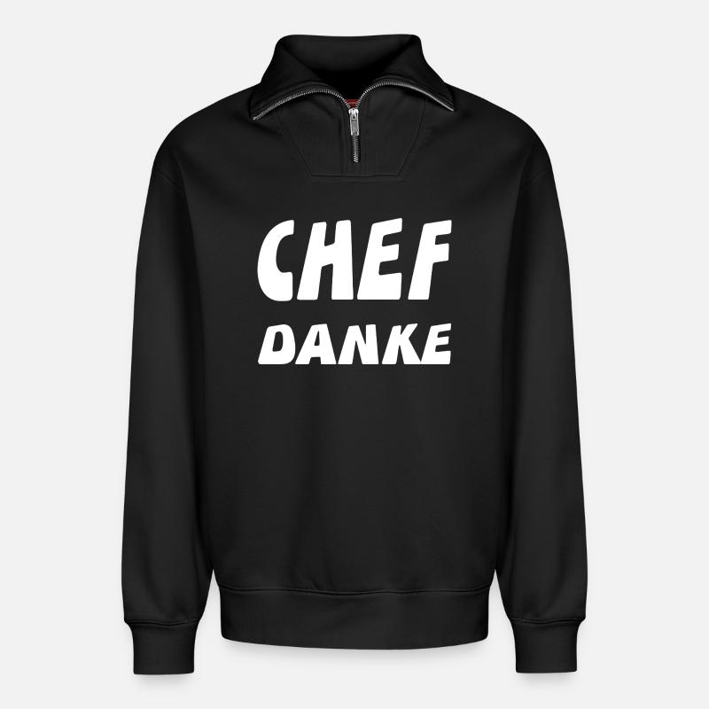 Chef - Relaxed Unisex Organic Half Zip Sweatshirt – von SPREAD - Schwarz