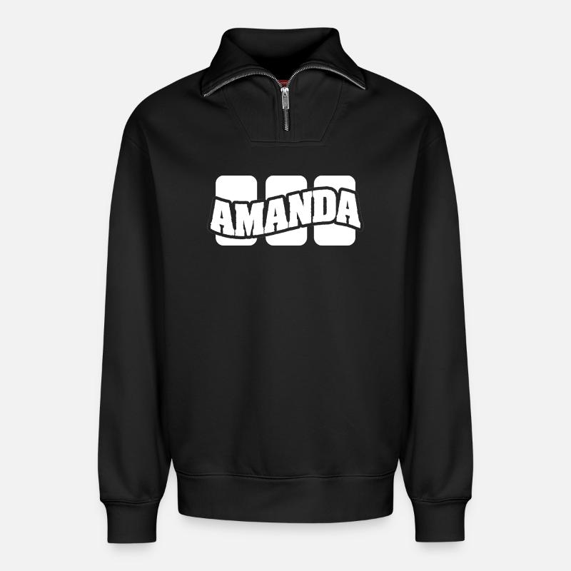 Amanda - Relaxed Unisex Organic Half Zip Sweatshirt – von SPREAD - Schwarz