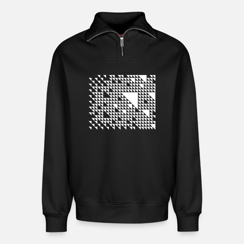 Triangular Mosaic Grid - Relaxed Unisex Organic Half Zip Sweatshirt – by SPREAD - black
