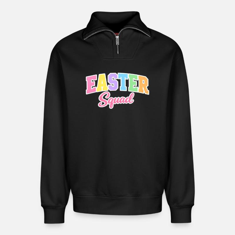 Easter Squad Ostern - Relaxed Unisex Organic Half Zip Sweatshirt – von SPREAD - Schwarz