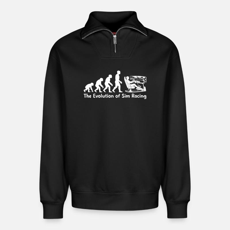 L’évolution du sim racing - Sweat unisexe décontracté en coton biologique à demi-zip – de SPREAD - noir