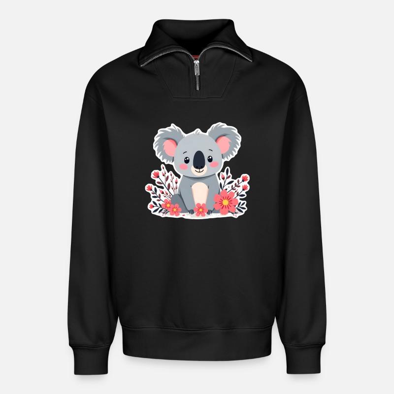 Koala - Relaxed Unisex Organic Half Zip Sweatshirt – von SPREAD - Schwarz