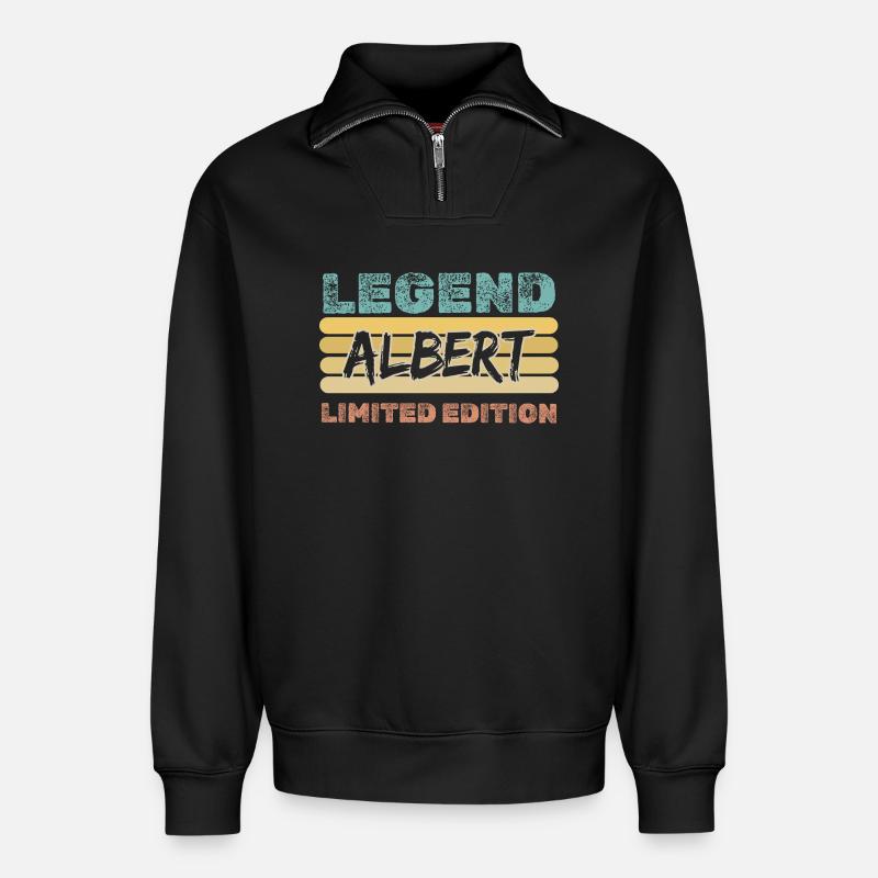 Dire Albert - Sweat unisexe décontracté en coton biologique à demi-zip – de SPREAD - noir