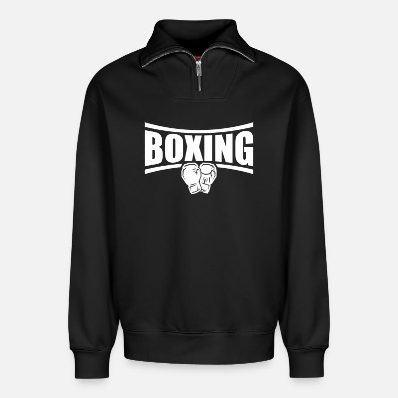 Boxing Boxen - Relaxed Unisex Organic Half Zip Sweatshirt – von SPREAD - Schwarz