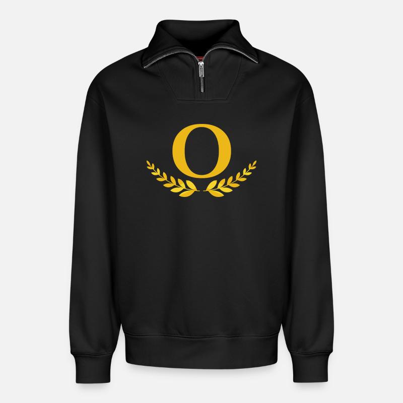 O - Sweat unisexe décontracté en coton biologique à demi-zip – de SPREAD - noir