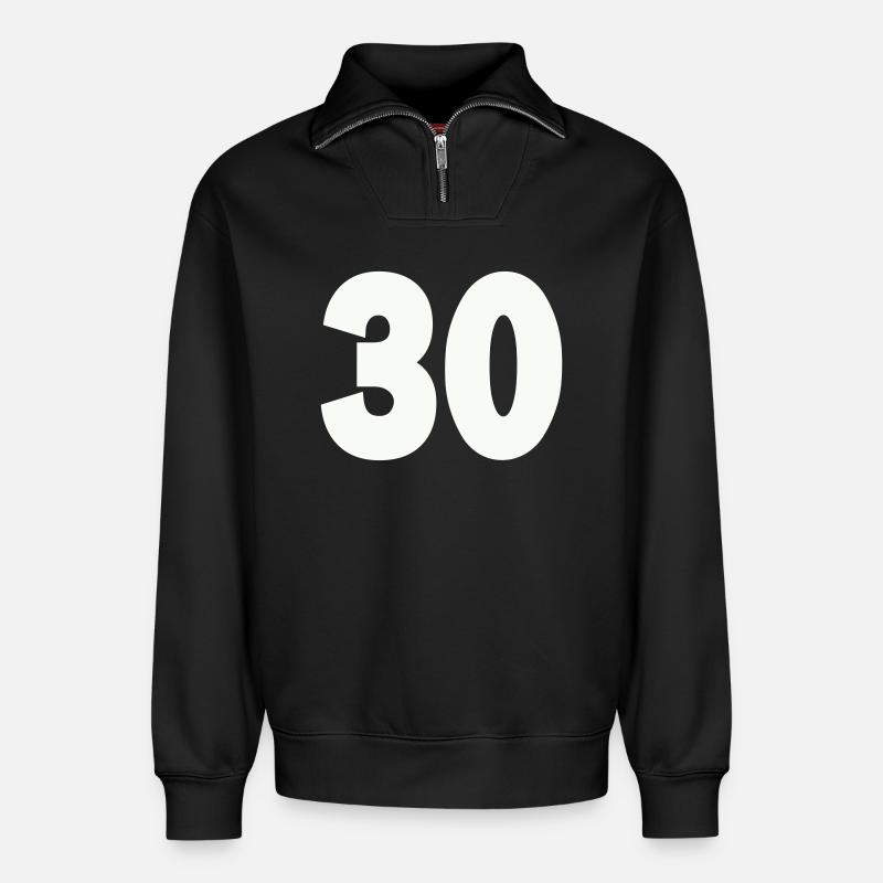 30- - Relaxed Unisex Organic Half Zip Sweatshirt – von SPREAD - Schwarz