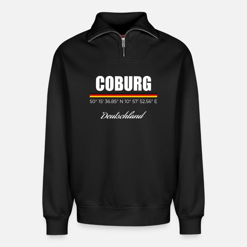 Coburg - Relaxed Unisex Organic Half Zip Sweatshirt – von SPREAD - Schwarz