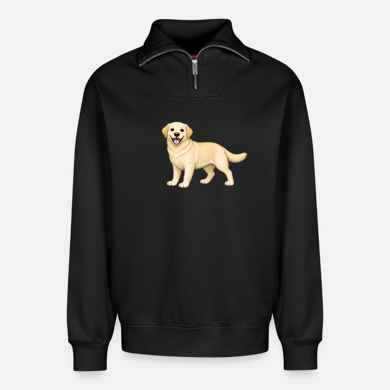 Biscuit Labrador - Relaxed Unisex Organic Half Zip Sweatshirt – von SPREAD - Schwarz