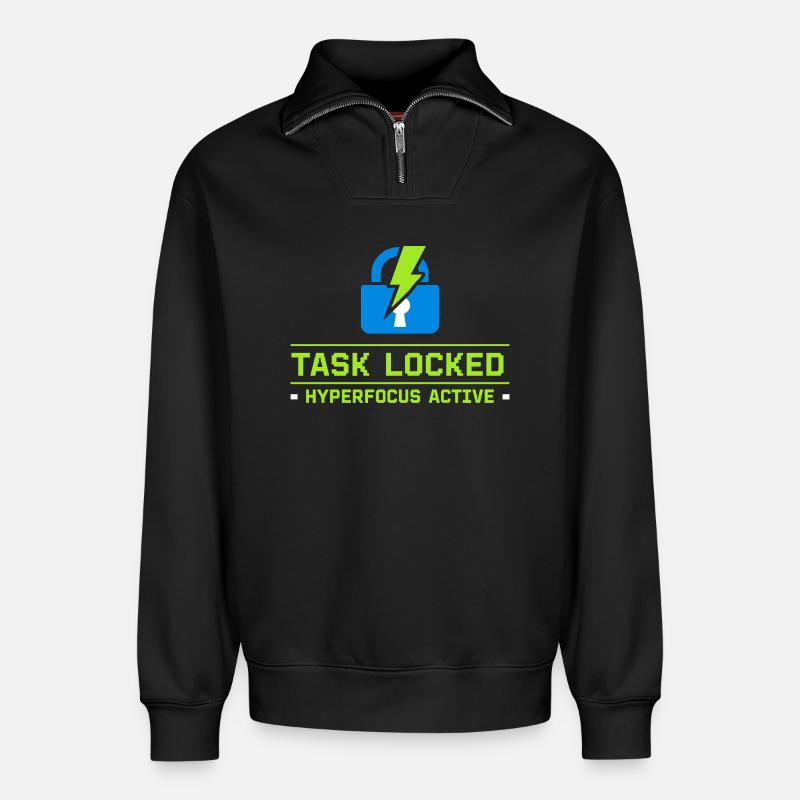 Adhs-hyperfokus-modus Adhs-humor Neurodivergent - Relaxed Unisex Organic Half Zip Sweatshirt – von SPREAD - Schwarz