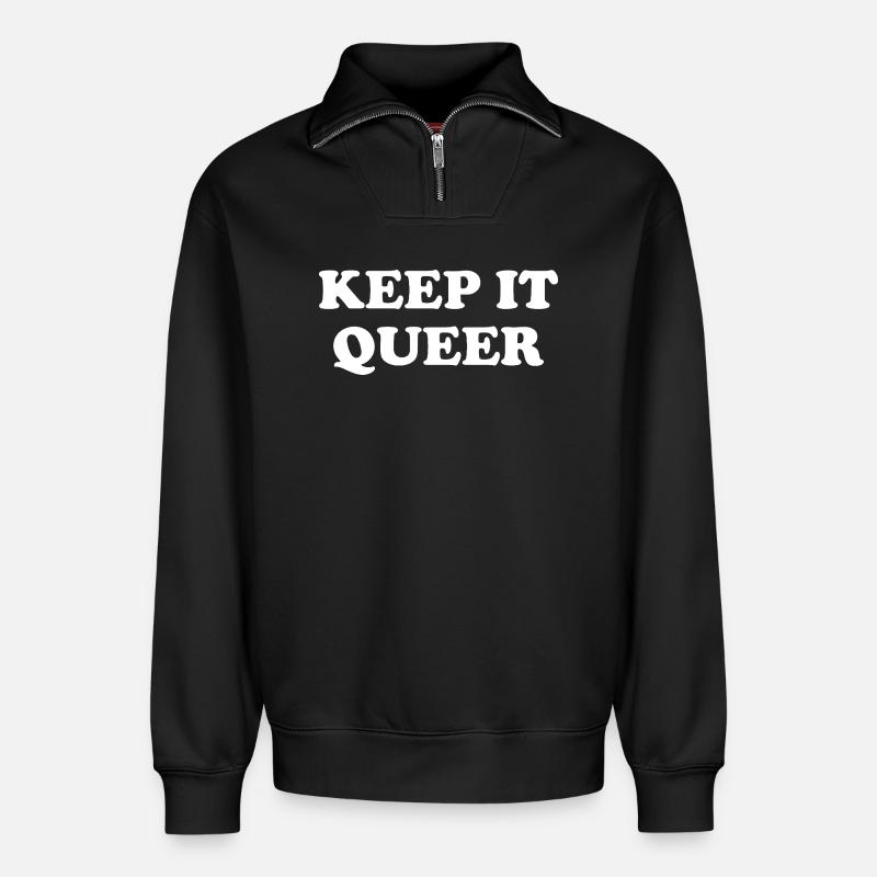 Keep It Queer - Relaxed Unisex Organic Half Zip Sweatshirt – von SPREAD - Schwarz