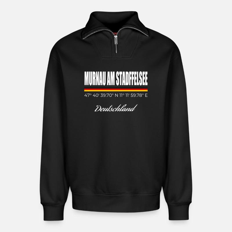 Murnau am Staffelsee - Relaxed Unisex Organic Half Zip Sweatshirt – von SPREAD - Schwarz
