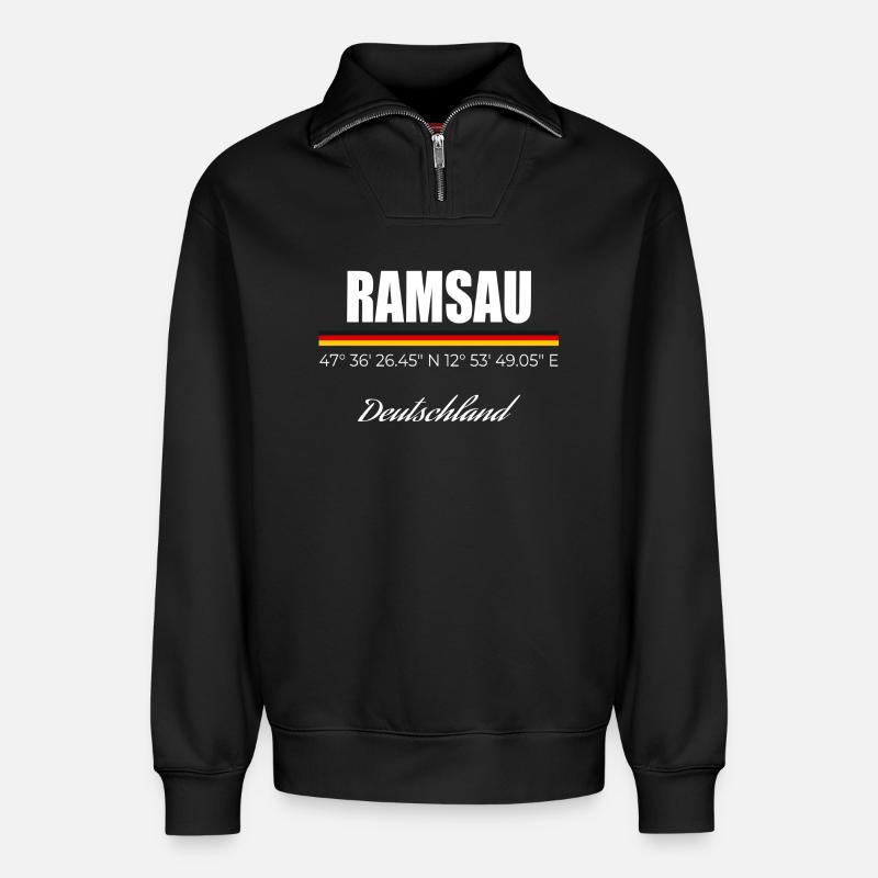 Ramsau - Relaxed Unisex Organic Half Zip Sweatshirt – von SPREAD - Schwarz