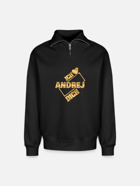 Andrej - Relaxed Unisex Organic Half Zip Sweatshirt – by SPREAD - black