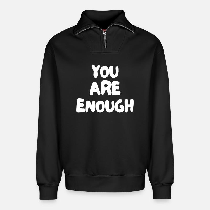 Du bist genug - Relaxed Unisex Organic Half Zip Sweatshirt – von SPREAD - Schwarz
