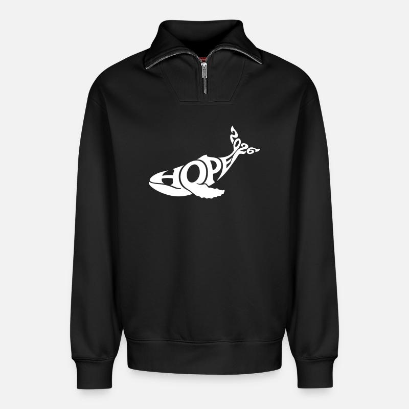 HOPE der Wal - Relaxed Unisex Organic Half Zip Sweatshirt – von SPREAD - Schwarz
