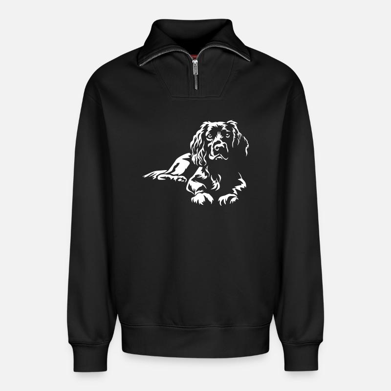 Boykin Spaniel "Black Edition" - Relaxed Unisex Organic Half Zip Sweatshirt – von SPREAD - Schwarz
