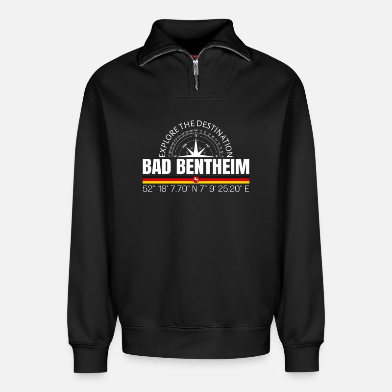 Bad Bentheim - Relaxed Unisex Organic Half Zip Sweatshirt – von SPREAD - Schwarz