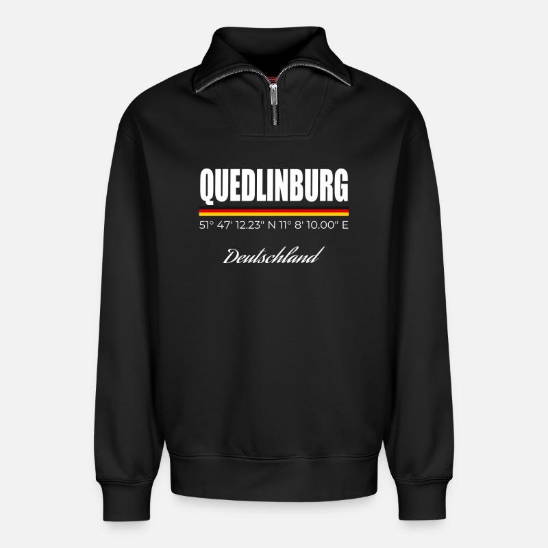 Quedlinburg - Relaxed Unisex Organic Half Zip Sweatshirt – von SPREAD - Schwarz