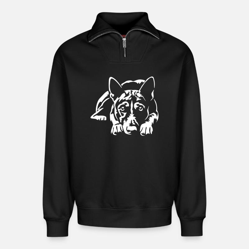 Basenji "Black Edition" - Relaxed Unisex Organic Half Zip Sweatshirt – von SPREAD - Schwarz