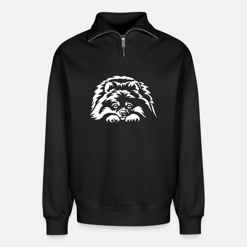 Zwergspitz "Black Edition" - Relaxed Unisex Organic Half Zip Sweatshirt – von SPREAD - Schwarz