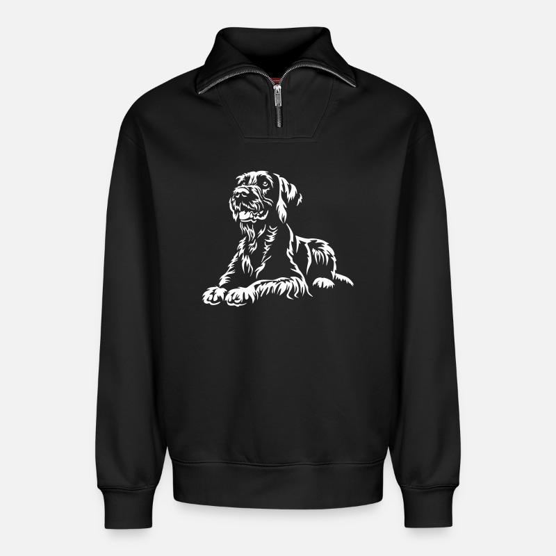 Deutsch Drahthaar "Black Edition" - Relaxed Unisex Organic Half Zip Sweatshirt – von SPREAD - Schwarz