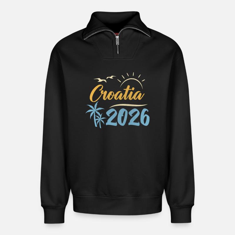 Croatia 2026 - Relaxed Unisex Organic Half Zip Sweatshirt – von SPREAD - Schwarz