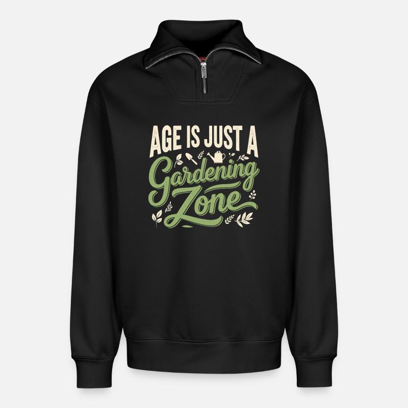 Alter nur Gartenzone | Gärtner Spruch - Relaxed Unisex Organic Half Zip Sweatshirt – von SPREAD - Schwarz