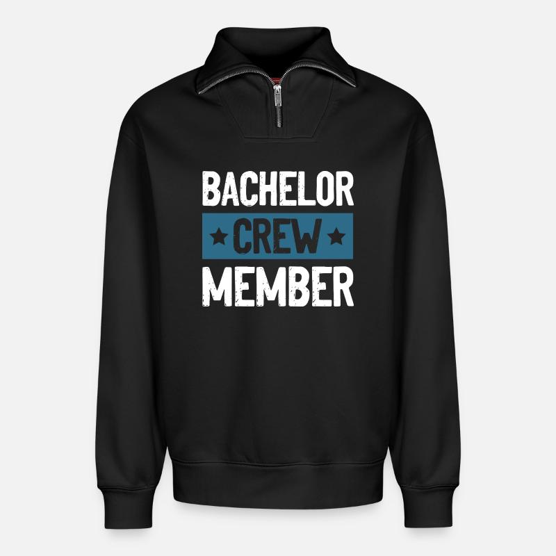 Équipage Bachelor - Sweat unisexe décontracté en coton biologique à demi-zip – de SPREAD - noir