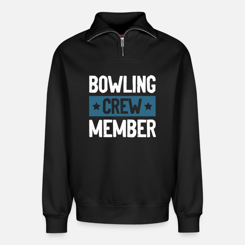Équipe de bowling - Sweat unisexe décontracté en coton biologique à demi-zip – de SPREAD - noir