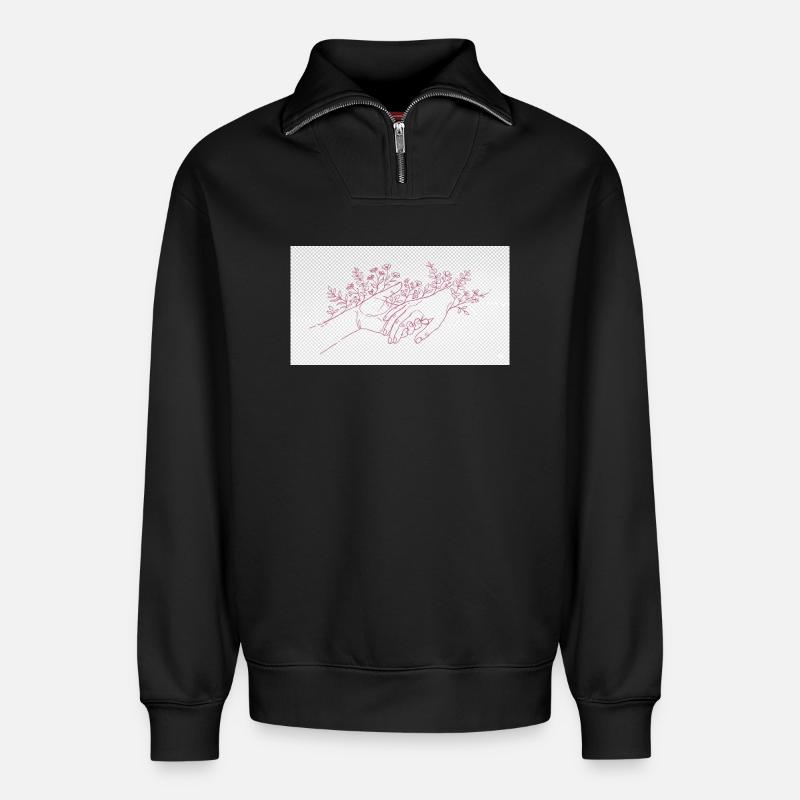 Main du Protecteur - Sweat unisexe décontracté en coton biologique à demi-zip – de SPREAD - noir