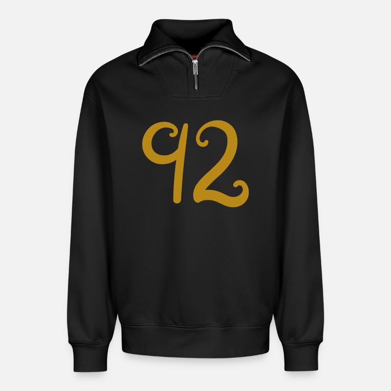 92 - Relaxed Unisex Organic Half Zip Sweatshirt – von SPREAD - Schwarz