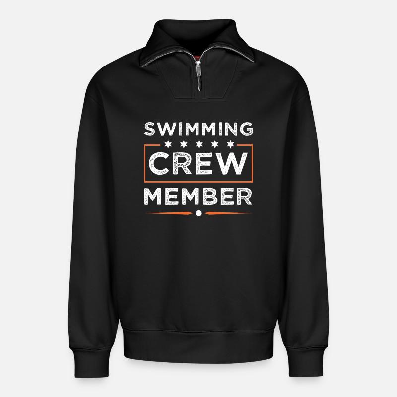 Schwimmen Crew - Relaxed Unisex Organic Half Zip Sweatshirt – von SPREAD - Schwarz