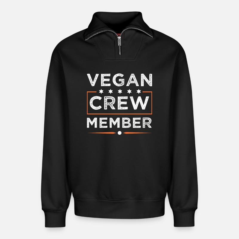 Vegan Crew - Relaxed Unisex Organic Half Zip Sweatshirt – by SPREAD - black