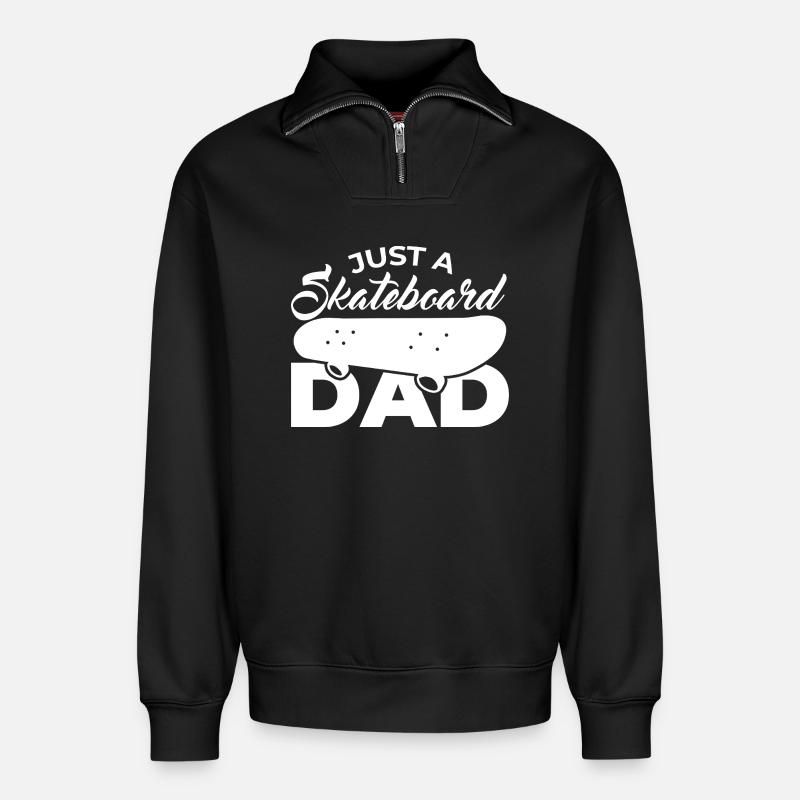 Nur ein Skateboard Vater - Relaxed Unisex Organic Half Zip Sweatshirt – von SPREAD - Schwarz