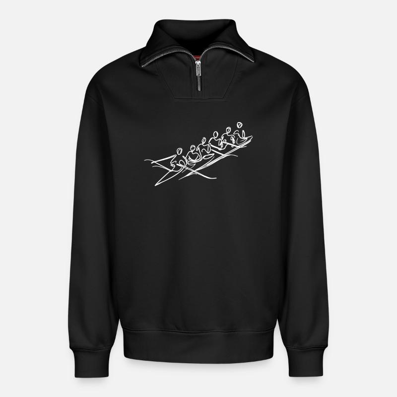 Rowing Team Sketch - Relaxed Unisex Organic Half Zip Sweatshirt – by SPREAD - black
