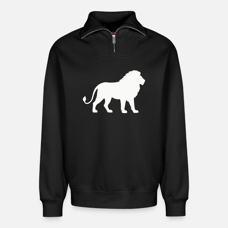 löwe - Relaxed Unisex Organic Half Zip Sweatshirt – von SPREAD - Schwarz